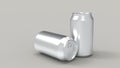 3d render aluminum beer or soda cans on a gray background