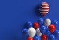 3D Render American Patriotic Balloons in Traditional Colors. 4th of July USA Independence Day Concept