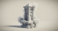 3D Render of an Ancient Greek Temple Emerging from Smoke, Architectural Fantasy, Digital Art, White Marble Structure Royalty Free Stock Photo