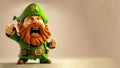 Angry Leprechaun Man Character Standing And Copy Space. St. Patrick\'s Day Concept