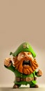 Angry Leprechaun Man Character Standing And Copy Space. St. Patrick\'s Day Concept