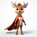 Cartoonish Superhero Deer 3d Model With Cape