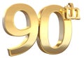 90 3d render anniversary golden sign