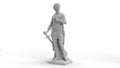 3d render antique concrete statue on a white background in full height black and white