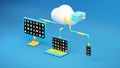 3d render Any device up load to cloud computing minimal Royalty Free Stock Photo
