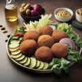 3D Render of Arabic Cusine Breakfast Meal, Falafel