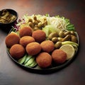 3D Render of Arabic Cusine Breakfast Meal, Falafel