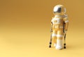 3D Render Astronaut Disabled Using Crutches To Walk 3D Illustration Design