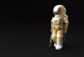 3D Render Astronaut Disabled Using Crutches To Walk 3D Illustration Design