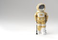 3D Render Astronaut Disabled Using Crutches To Walk 3D Illustration Design