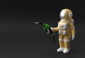 3D Render astronaut filling fuel pump nozzle illustration Design