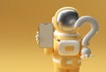 3d Render Astronaut Holding Question Mark with Blank Mobile Mockup 3d illustration Design