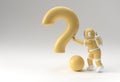 3d Render Astronaut Pushing Question Mark 3d illustration Design Royalty Free Stock Photo