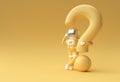 3d Render Astronaut with Question Mark think, Disappointment, Tired Caucasian Gesture`s 3d illustration Design