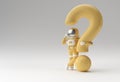 3d Render Astronaut with Question Mark think, Disappointment, Tired Caucasian Gesture`s 3d illustration Design