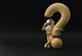 3d Render Astronaut with Question Mark think, Disappointment, Tired Caucasian Gesture`s 3d illustration Design