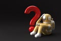 3d Render Astronaut with Question Mark think, Disappointment, Tired Caucasian Gesture`s 3d illustration Design