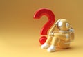 3d Render Astronaut with Question Mark think, Disappointment, Tired Caucasian Gesture`s 3d illustration Design