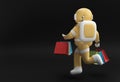 3D Render Astronaut with Shopping Bags 3D illustration Design