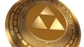 3D Render Golden Augur Rep Cryptocurrency Coin Symbol Close up