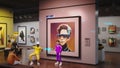 3D render of avatars in futuristic immersive virtual museum