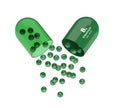 3d render of B9 folic acid pill with granules