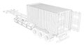 3D render - back view of an outlined freight container Royalty Free Stock Photo