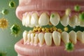 Bacteria and tartar accumulating on dirty teeth creating gum disease Royalty Free Stock Photo