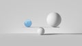 3d render, balancing balls placed on scales or weigher, isolated on white background. Simple geometric shapes. Balance metaphor.