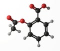 3d render of ball-and-stick molecular model of aspirin, isolated on white background Royalty Free Stock Photo