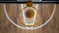 3d render Basketball ball flies into the basket top view