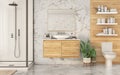 3d render of bathroom in ecostyle Royalty Free Stock Photo