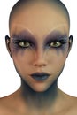 Beautiful Alien or Cyberpunk Girl Isolated 3D Render