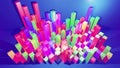 3d render. Beautiful 3d background for analytical programs with abstract infographics, statistical data. Multicolor bars