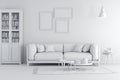 3d render of beautiful clean white interior Royalty Free Stock Photo