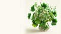 Beautiful Clover Plant Pot In White And Green Color. St. Patrick\'s Day Concept