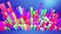 3d render. Beautiful 3d background for analytical programs with abstract infographics, statistical data. Multicolor bars