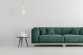 3d render of beautiful interior with green sofa and white walls