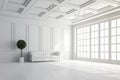 3d render of beautiful interior with white walls and ceiling setup