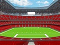 Modern American football Stadium with red seats Royalty Free Stock Photo