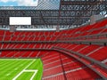 Modern American football Stadium with red seats Royalty Free Stock Photo