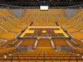 3d render of beautiful sports arena for basketball with yellow seats and VIP boxes