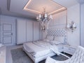 3d render of bedroom interior design in a modern classic style. Royalty Free Stock Photo