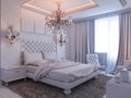 3d render of bedroom interior design in a modern classic style. Royalty Free Stock Photo