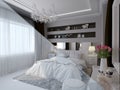 3d render of bedroom interior design in a modern classic style. Royalty Free Stock Photo