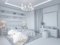 3d render of bedroom interior design in a modern style. Royalty Free Stock Photo