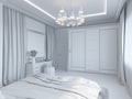 3d render of bedroom interior design in a modern style. Royalty Free Stock Photo