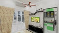 3d render bedroom`s tv unit with decorative materials