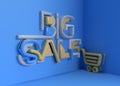 3D Render Big Sale Text. 3D illustration Graphic Design Royalty Free Stock Photo