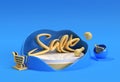 3D Render Big Sale Text. 3D illustration Graphic Design Royalty Free Stock Photo